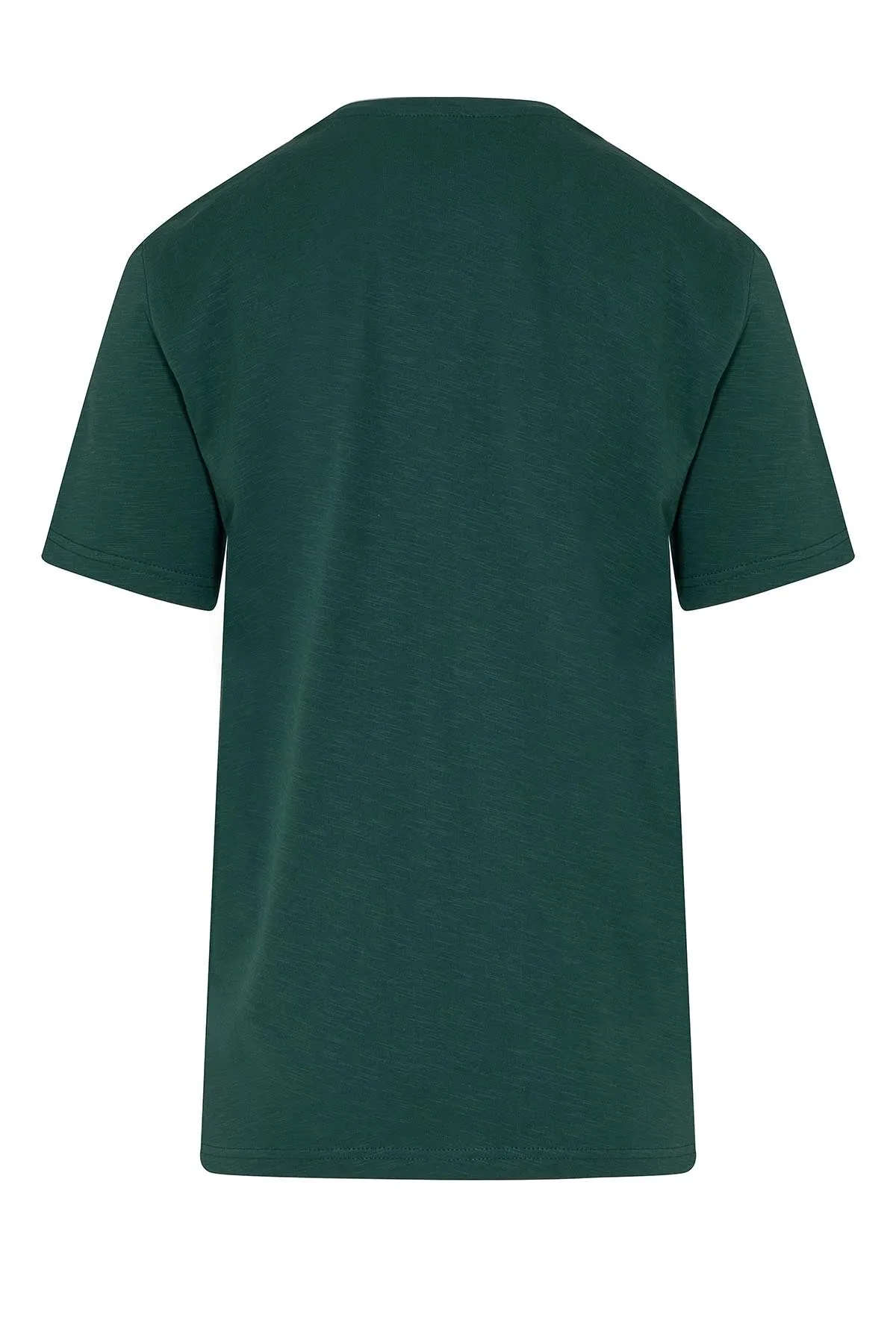 Slim Fit Basic Cotton Green Crew Neck T-Shirt