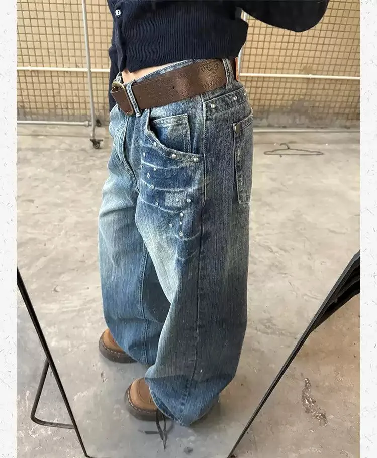 Straight Leg Beaded Jeans