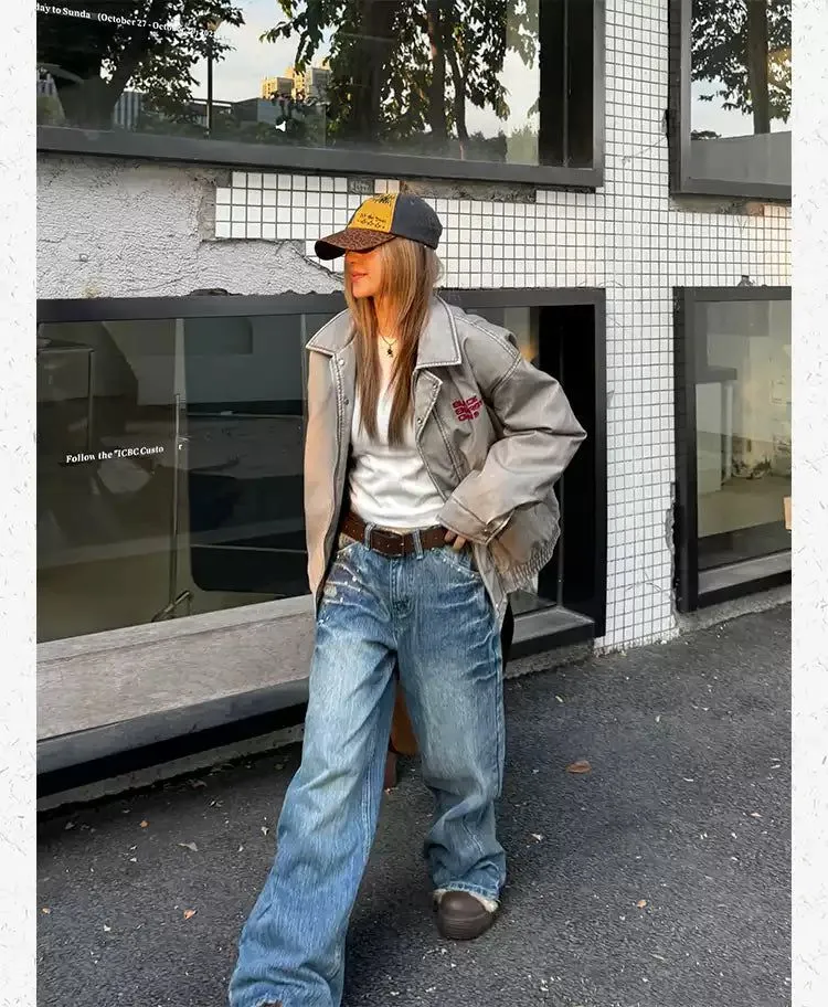Straight Leg Beaded Jeans