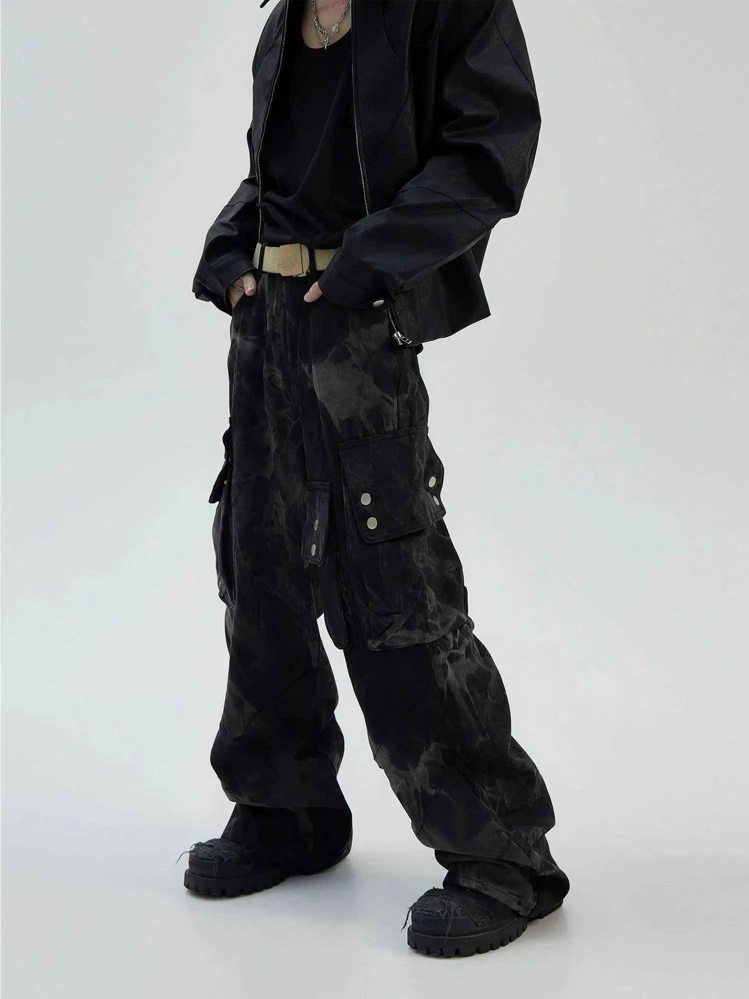 Tie-Dyed Multi-Pocket Cargo Pants