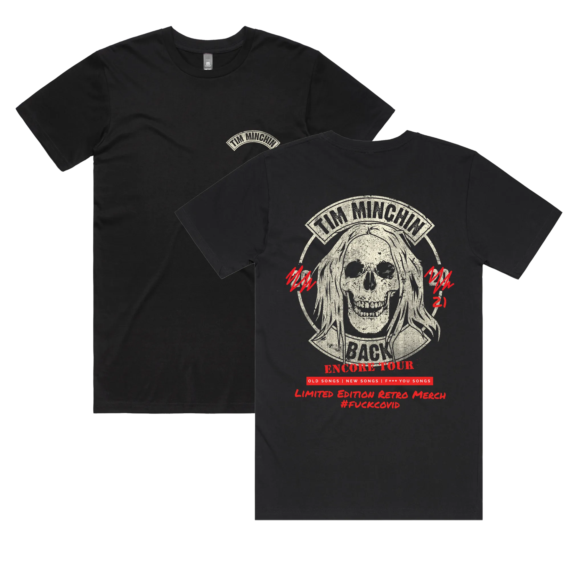 Tim Minchin / Upcycled Skull Black T-Shirt