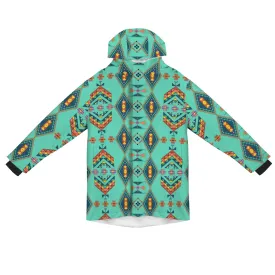 Travois Tipi Smoky Sky Unisex Sherpa Lined Hooded Coat