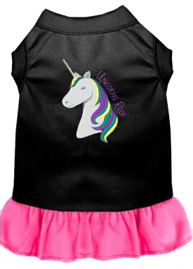 Unicorns Rock Embroidered Dog Dress Black With Bright Pink Med (12)