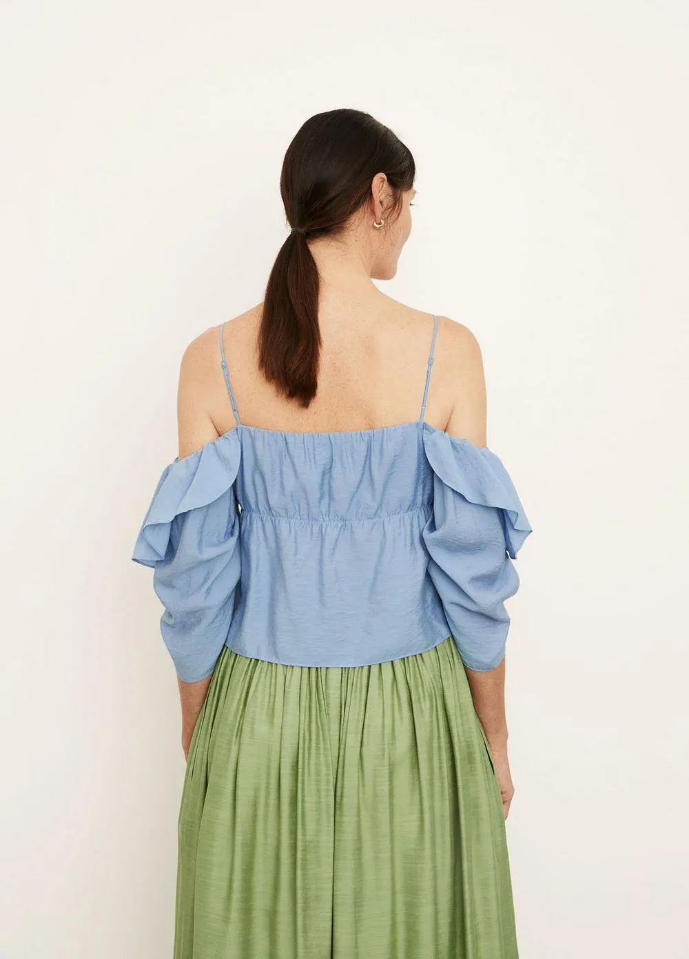 Vince - Paneled Off Shoulder Cami in Vista Blue