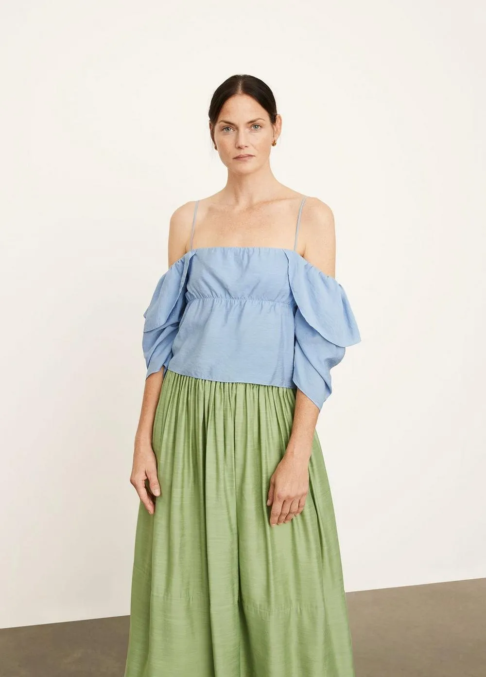 Vince - Paneled Off Shoulder Cami in Vista Blue