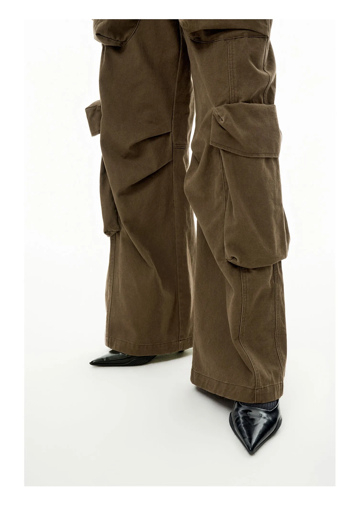 Washed Damaged Multi-pocket Casual Pants