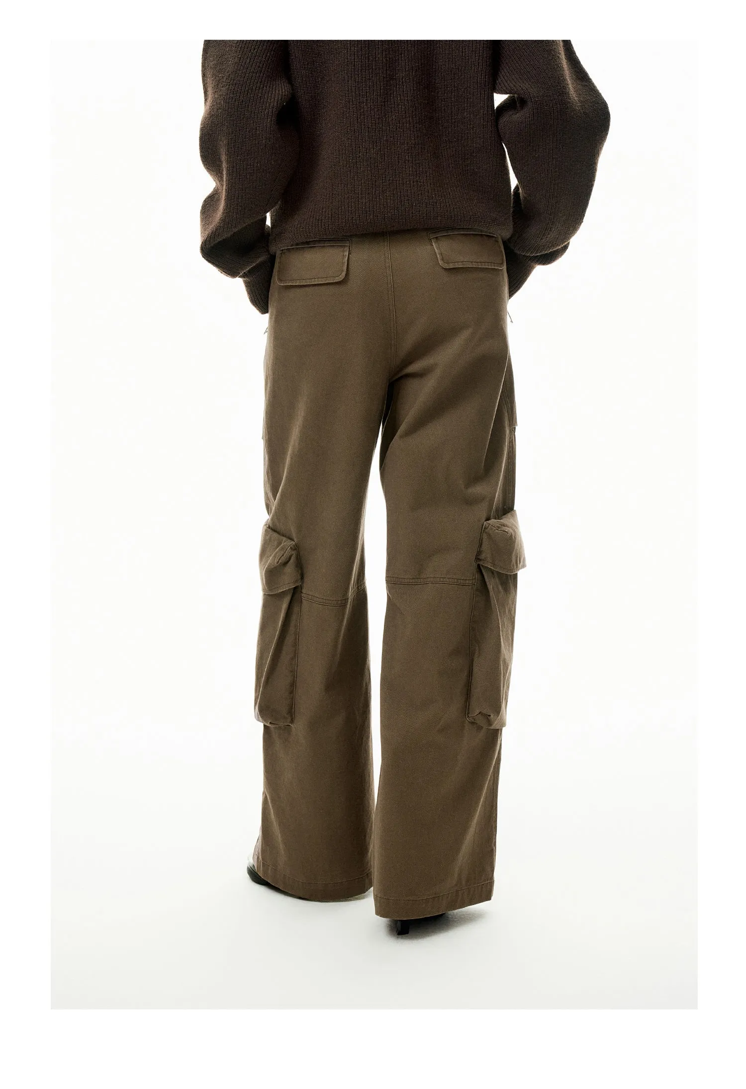 Washed Damaged Multi-pocket Casual Pants