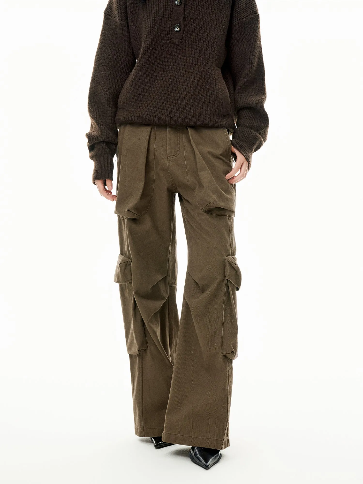Washed Damaged Multi-pocket Casual Pants