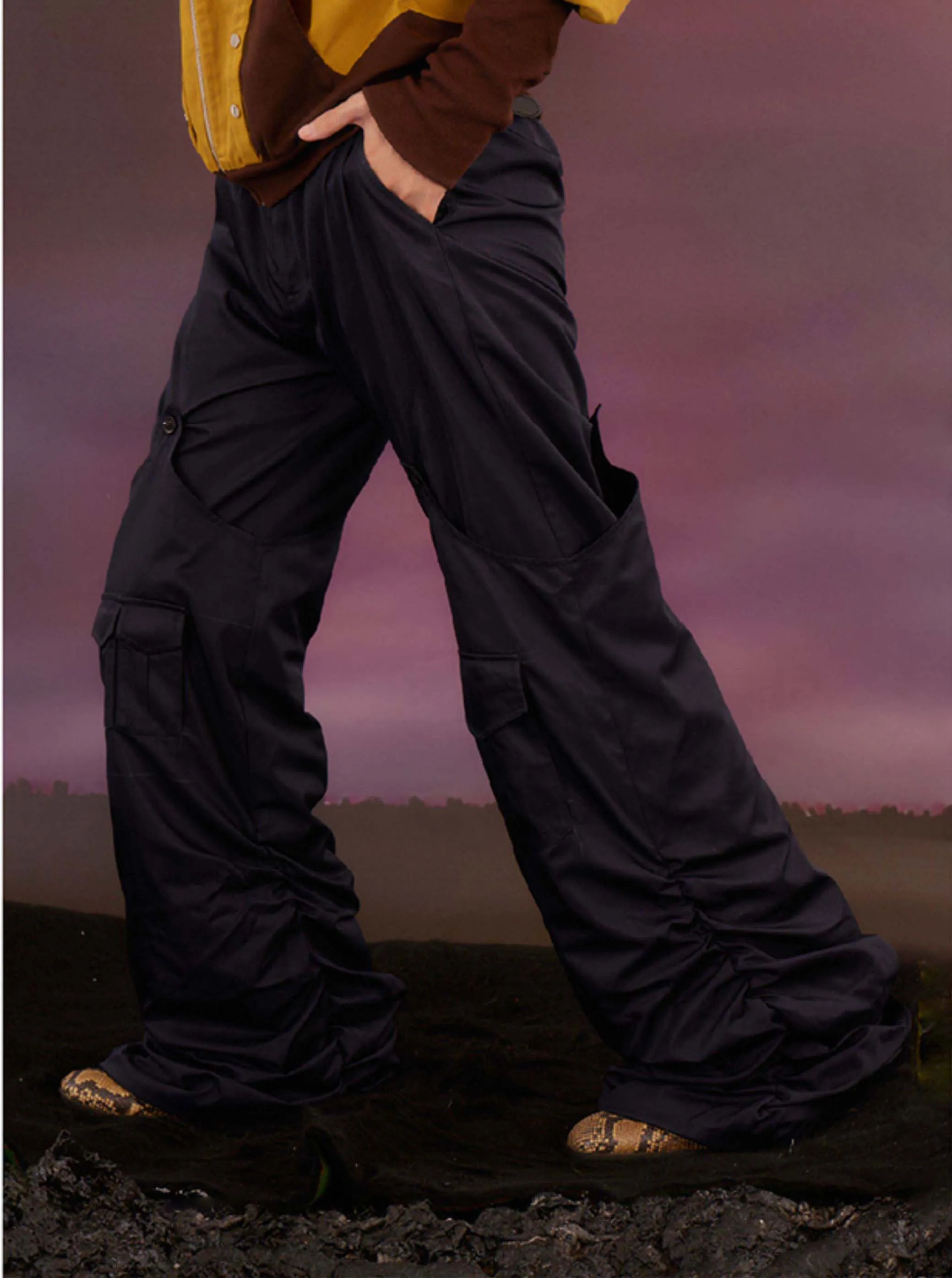 Wide pocket multi wear casual pants