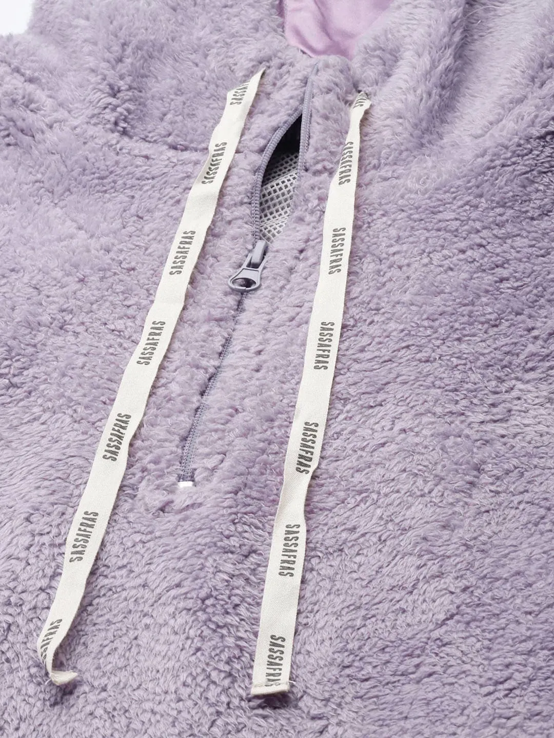 Women Lavender Faux Fur Hoodie
