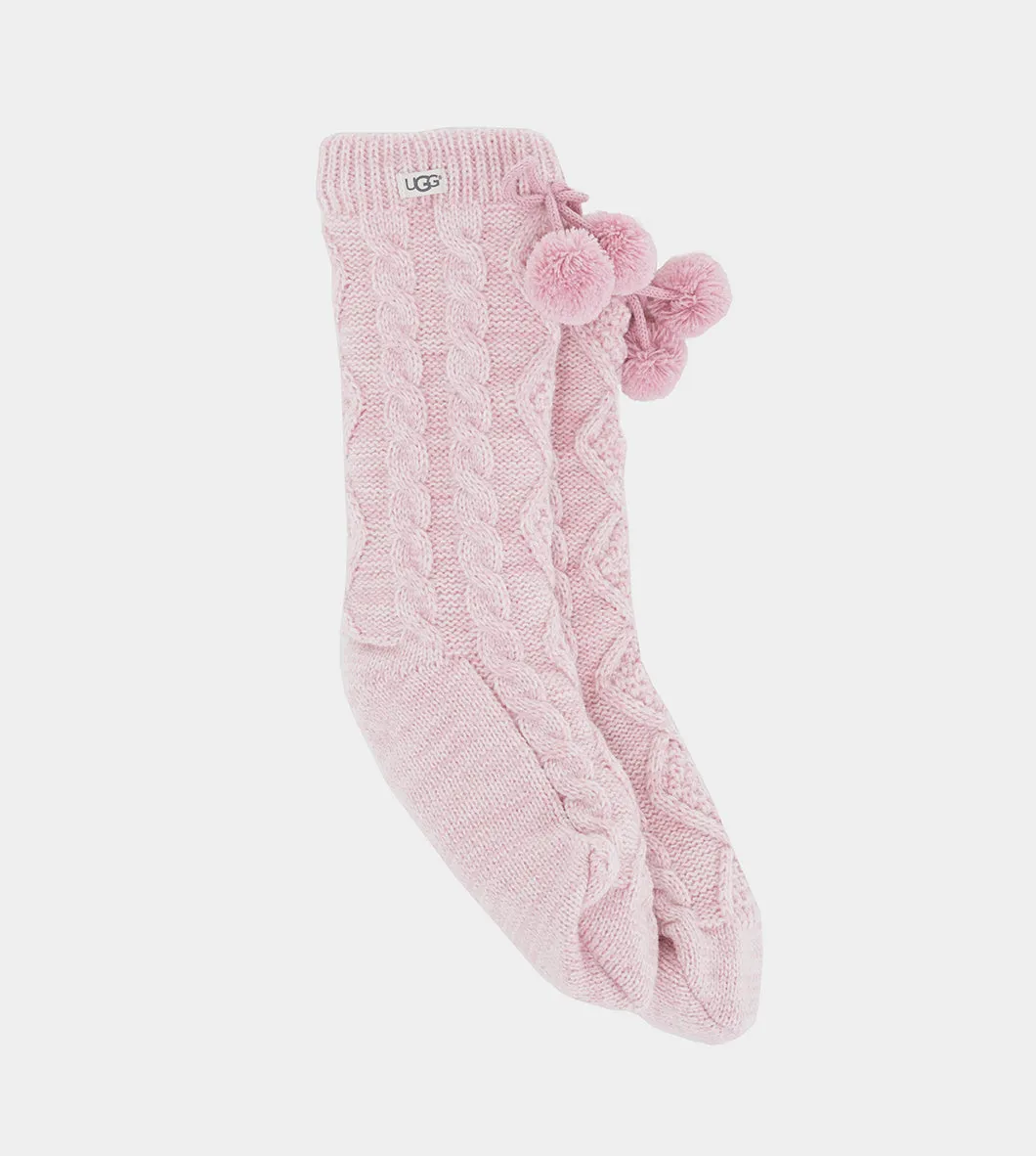 Women's Pom Pom Fleece Lined Crew Sock