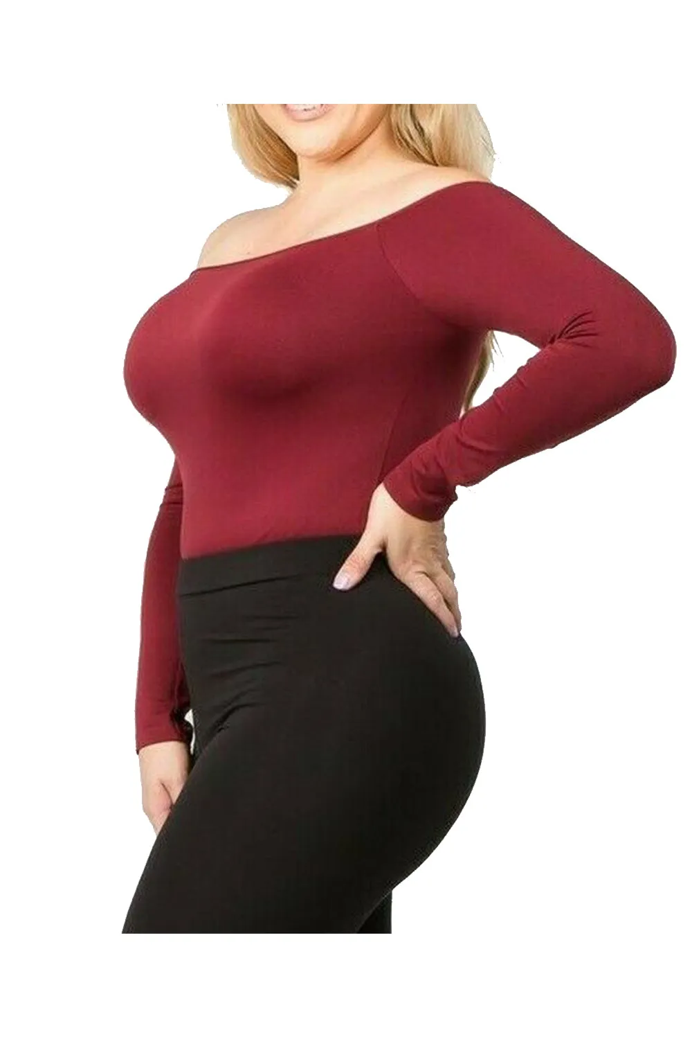 Womens Seamless Off the Shoulder Bodysuit Top