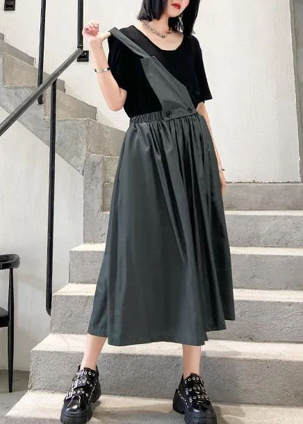 Women's summer plus size casual fashion unilateral strap skirt skirt   T-shirt two-piece suit